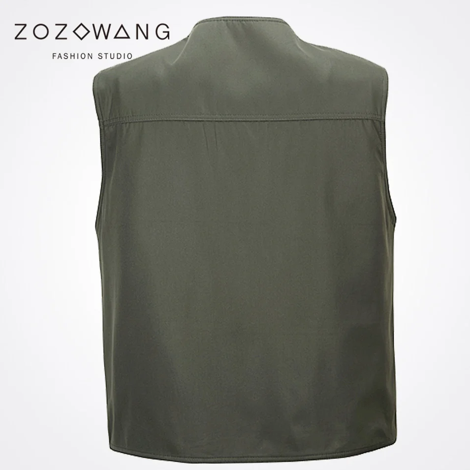New Zozowang solid casual Single Breasted loose spring autumn vest men fashion Big pocket short 2XL waist coat men Khaki New Zozowang solid casual Single Breasted loose spring autumn vest men fashion Big pocket short 2XL waist coat men Khaki