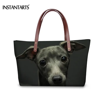 

INSTANTARTS Cute 3D Amime Greyhound Dog Print Women Large Tote Bags Fashion Shoulder Bag Brand Design Female Shopping Handbags