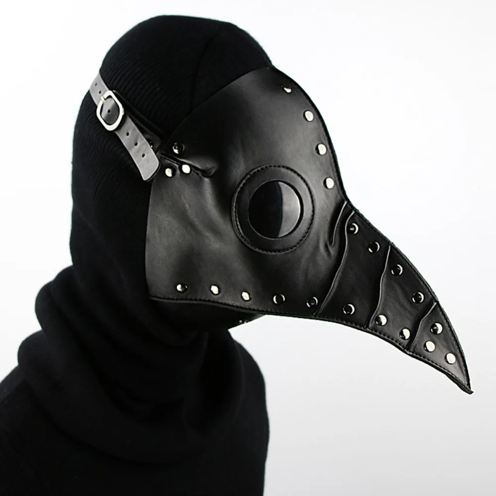 Чума доктор черный белый маска стимпанк из искусственной кожи Маска Птицы Хэллоуин вечерние аксессуары для косплея длинный нос птицы маски