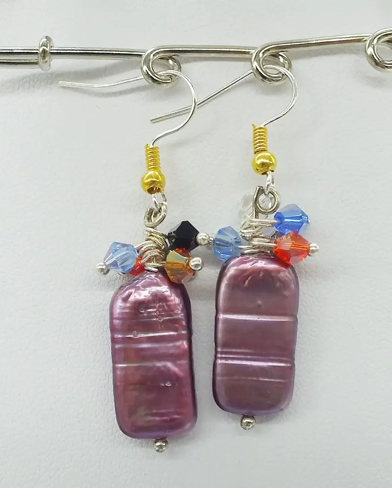 NO-001#   Pearl, crystal earrings