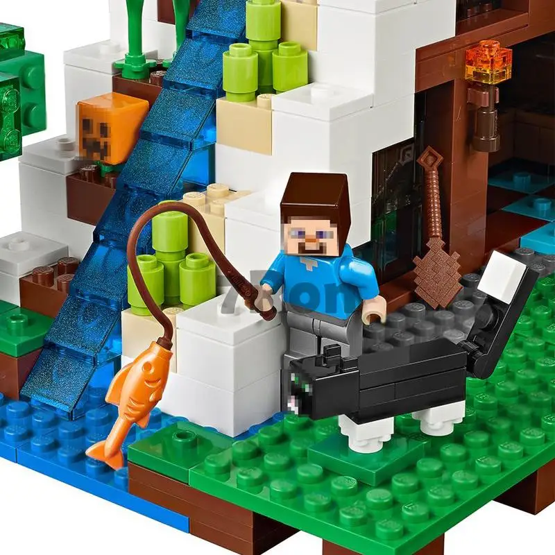 Совместимые с лего 21134 мой мира MineCraft 10624 водопад дом модель строительные блоки