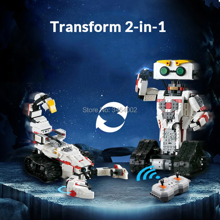 710 шт. DIY RC робот строительные блоки 2 в 1 Преобразование литиевой батареи 3