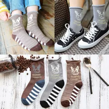 Носки для взрослых Размер пианино золотые провода золотой кофе милый Французский бульдог Бык Собака терьер BONNE CHANCE коричневый завиток вьющиеся линии