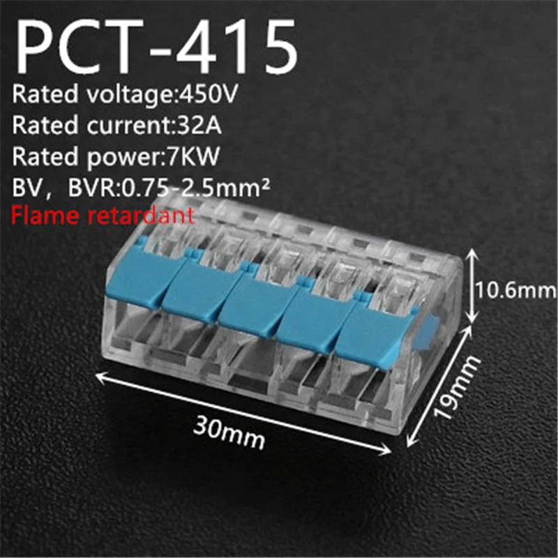 

30/50/100pcs/lot WAGO Type 221 PCT-415 Compact Splicing Connectors Quick Disconnect Wire Connectors Terminal Block