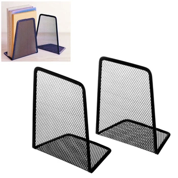 

1 Pair Metal Book Organizer Mesh Book Holder Office Home Desk Bookends Office Accessories