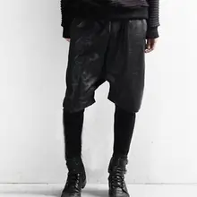 27-42 г. Весенние мужские новые модные штаны из PU искусственной кожи комбинированные вязанные накладные два двойных штаны
