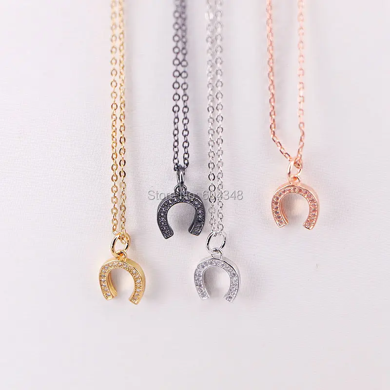 

10 Strands Micro pave cz fashion horseshoe pendant necklace chain