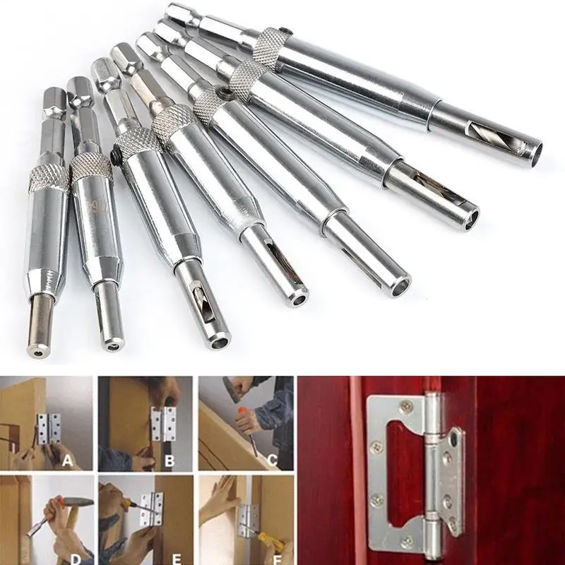 

7Pcs Set Tools Window Doors Screw Hole Saw Woodworking Reaming Cabinet Tool Set Self Centering Hinge Twist Drill Bits