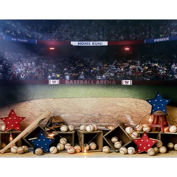

Baby Boy Kids Baseball Arena Photography Studio Backgrounds Printed Red and Blue Stars Newborn Photo Shoot Backdrop