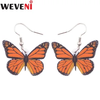 

WEVENI Acrylic Drop Dangle Long Big Insect Monarch Butterfly Earrings For Women Newest Fashion Jewelry Spring Summer Accessories