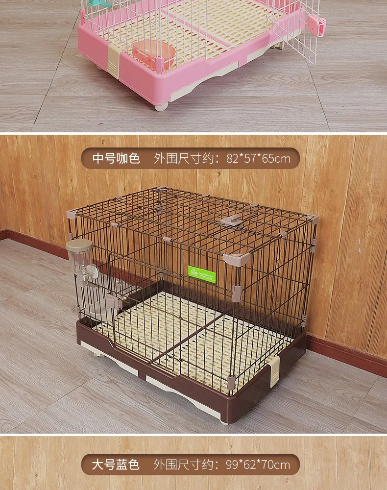 NEW Dog Kennel Pet Cage with Toilet& Wheel for Small Dog Cute Pet Cat Cage Villa Pet Supplies Cat Toy Dog Cage S/M/L Size