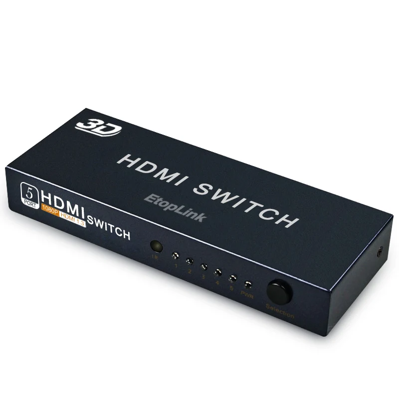 EtopLink Новый видео HDMI 2 0 3D переключатель 5 в 1 выход с ИК беспроводной дистанционный