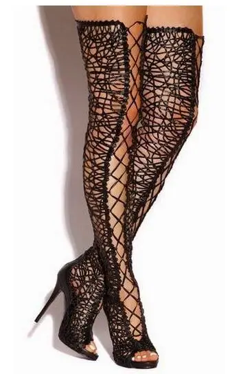genou Cuir Spartiates Cut the Stiletto as Pictures Noir Sexy Hauts Pu outs Talons 2019 Bottes Dames Sandales Femme Over As Abesire Lacets Pictures À H1WzBUcq
