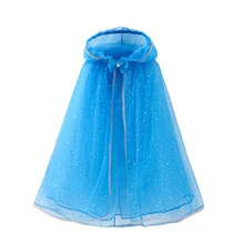MUABABY Girl Sequin Hooded Cloak Princess Accessory Elsa Belle Aurora Rapunzel Cape Kids Halloween Mantle Girls Summer Dress Up