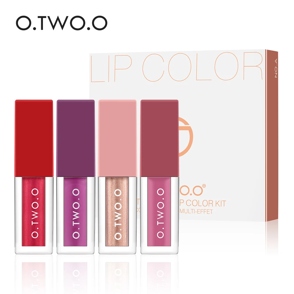 

O.TWO.O 4pcs/Set Liquid Lipstick Lip Gloss Professional Makeup Matte Lipstick Lip Kit Long Lasting Cosmetics Maquiagem Lip Kit