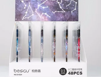 

12 constellations gel pen style cute cartoon stationery prize kawaii office writing student pen needle pen black ink 0.5mm 48pc