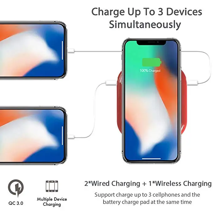  MIPOW QI Portable Wireless Power Bank 10000mah Battery Charger with High-Speed Dual USB Port Extern