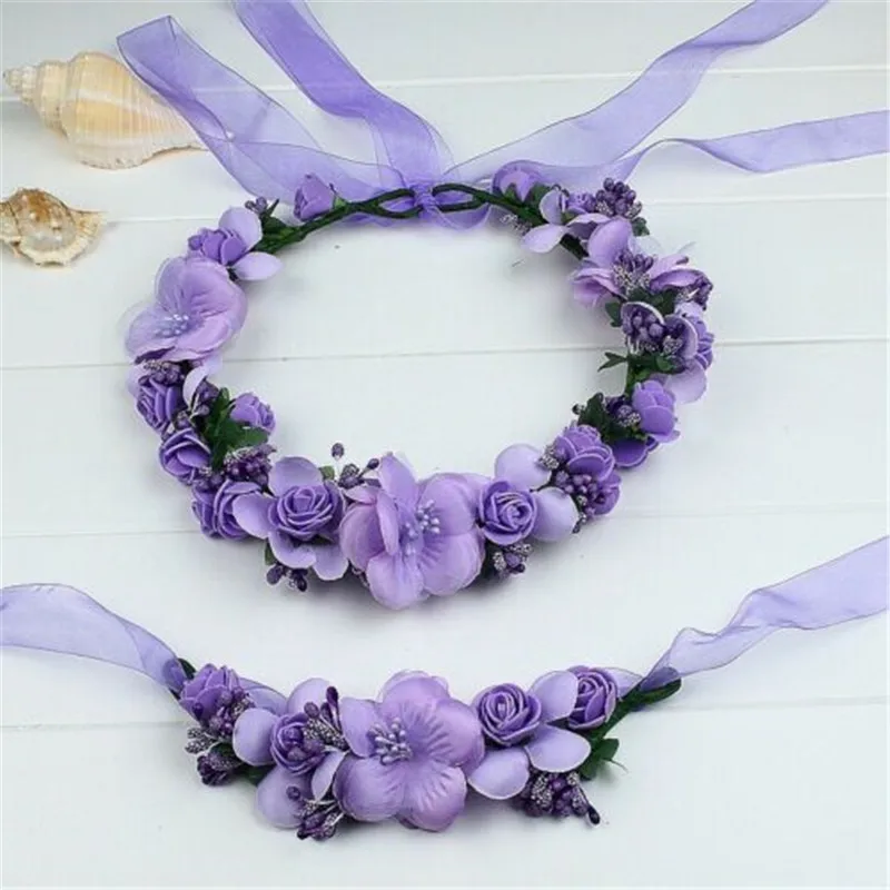 

Fashion Fake Floral Headband Wreaths Pretty Women Wedding Flower Hair Garland Crown Headband Wreath Hair band Headwear Headpiece