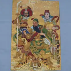 Коллекция 60x90 см китайская шелковая вышивка Guangong imperial immmoral 2 Wei Tangka фрески Бесплатная доставка