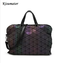 2017 Famosas Marcas de Las Mujeres BaoBao Bolso Geometría Lentejuelas Espejo Saser Llano Plegable Bolsas Luminoso Bolsos PU Ocasional bolsa de bao bao
