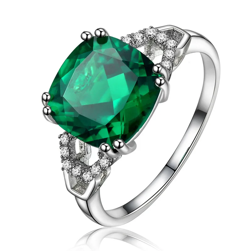 

Emerald Diamond Ring 925 Silver with Colored Ruby Sapphire Ring Female Jewelry Anillos De Bizuteria Gem Diamante Rings Dropshop
