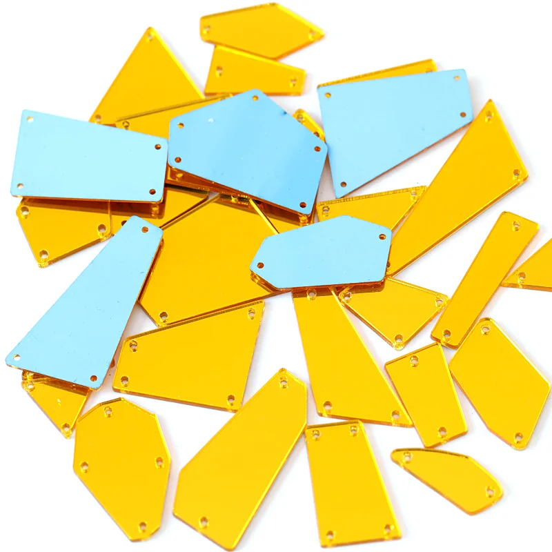 

Punching Sale! 50Pcs Gold Mirror Sew On Rhinestones Irregular Acrylic Mirror Sew On Rhinestones Crystal Sewing Rhinestones B1031
