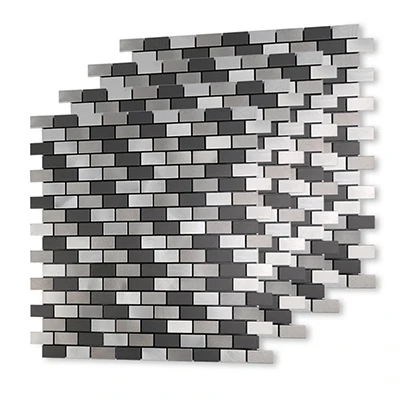 DIY Искусство 3D пилинг и палка металлические мозаичные плитки 12X12 дюймов огнестойкая, из алюминия сплава наклейки на стену для кухни брызг 5 шт - Цвет: Advanced gray