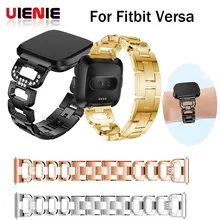 Нержавеющая сталь для Fitbit Versa Смарт-часы Наручные часы со стразами браслет на запястье Замена аксессуары