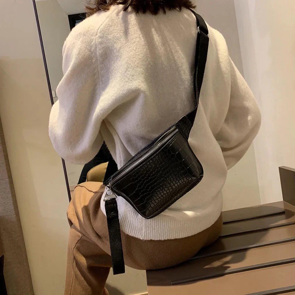 

Casual Women's waist bag Outdoor fanny pack crocodile leather multicolor chest bag Wild Sports Phone belt bag sac banana femme