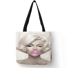 Индивидуальные известные Монро многоразовые хозяйственные сумки эко льняные сумки с цитатами печати женские модные сумки