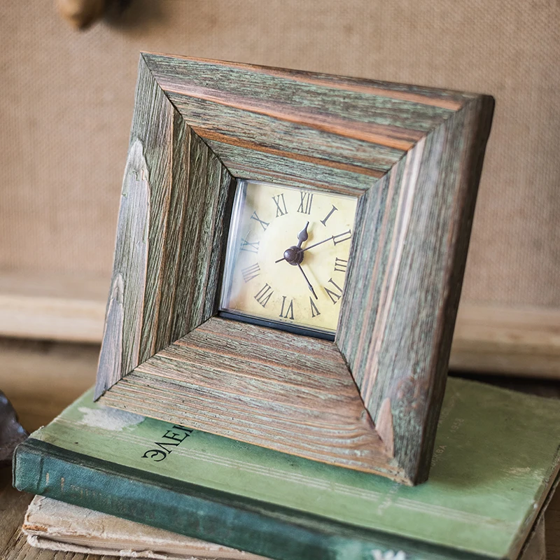 Solid wood frame decoration clock Ornaments Vintage silent bedside