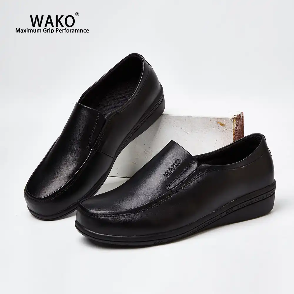 Wako Women Leather Chef Shoes Slip On Safety Kitchen Cook Work