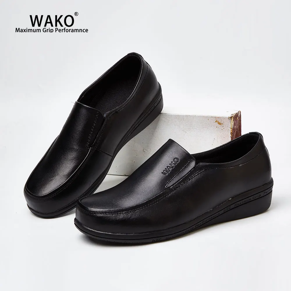 

WAKO Women Leather Chef Shoes Slip On Safety Kitchen Cook Work Shoes Anti-Skid Hotel Restaurant Hospital Doctor Nurse Shoes 8525