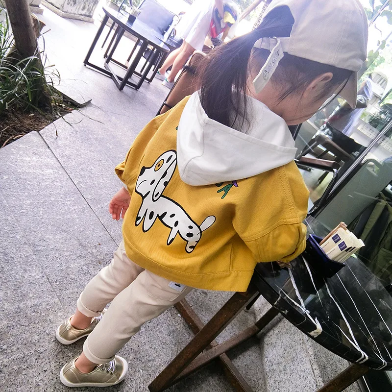 

2018 Autumn item girl print Dog jeans jacket Cute Denim Coat Cute Design