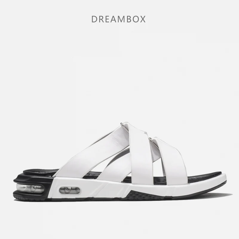 

Summer Korean Men's Slippers Thick Bottom Leather Trend Wild Slippers Men's Fashion Beach Cushion Sandals