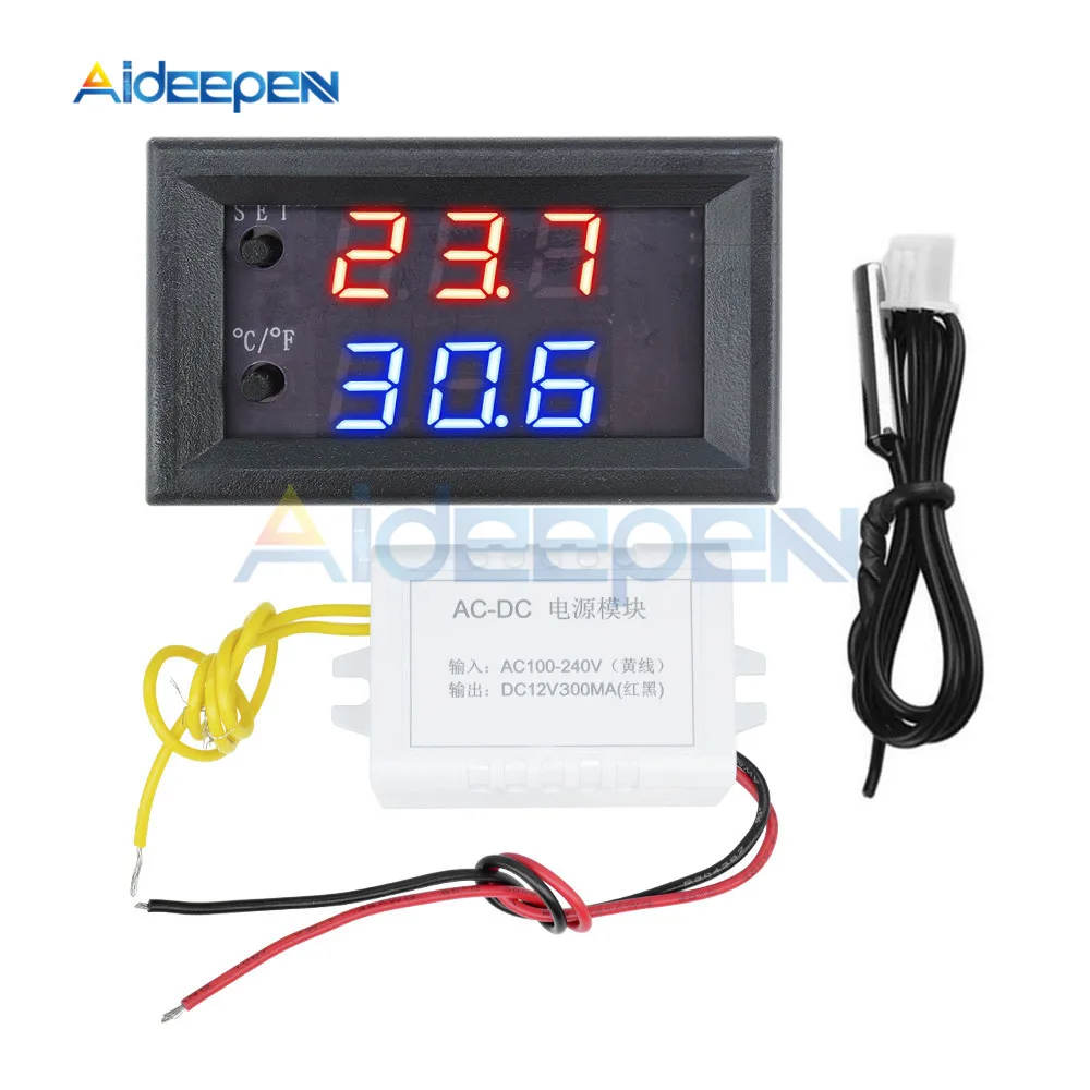 

W1209WK DC 12V Digital Thermostat Temperature Controller Regulator NTC Sensor Meter AC 110V-220V Transformer Power Module