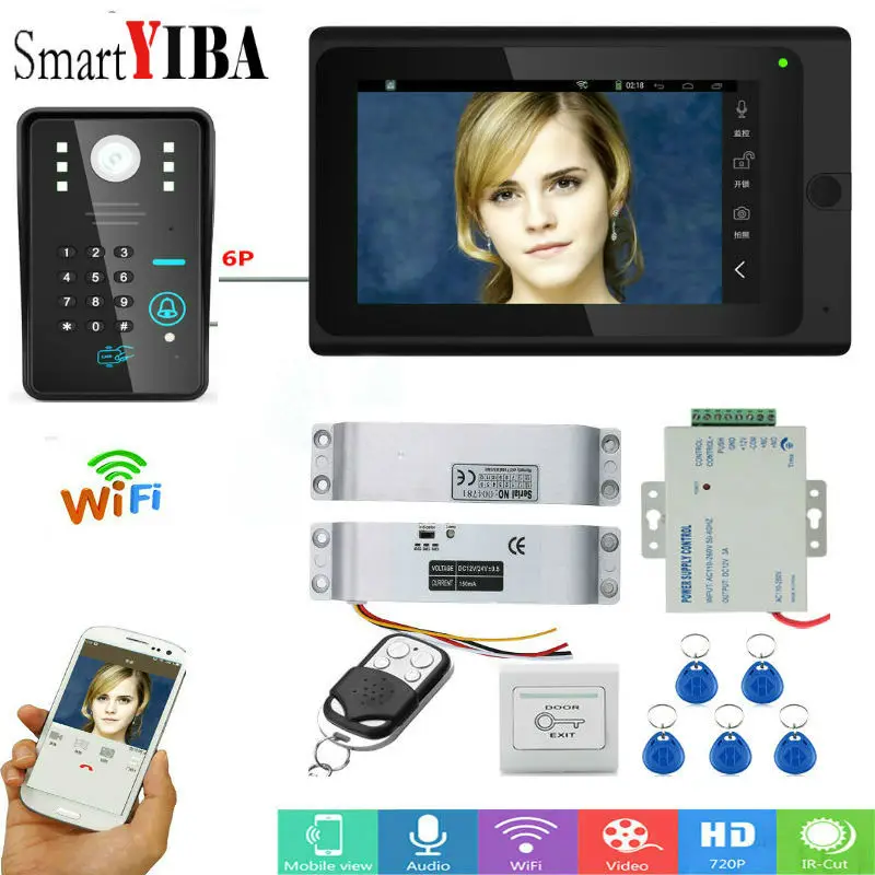 Видеодомофон SmartYIBA 7 дюймовый белый монитор Wi Fi беспроводной видеодомофон