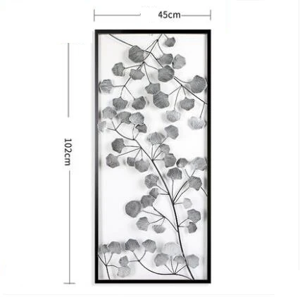 Европейские креативные настенные кованые украшения Ginkgo Biloba, настенные подвесные фрески для дома, гостиной, фоновые настенные украшения - Цвет: style4-L