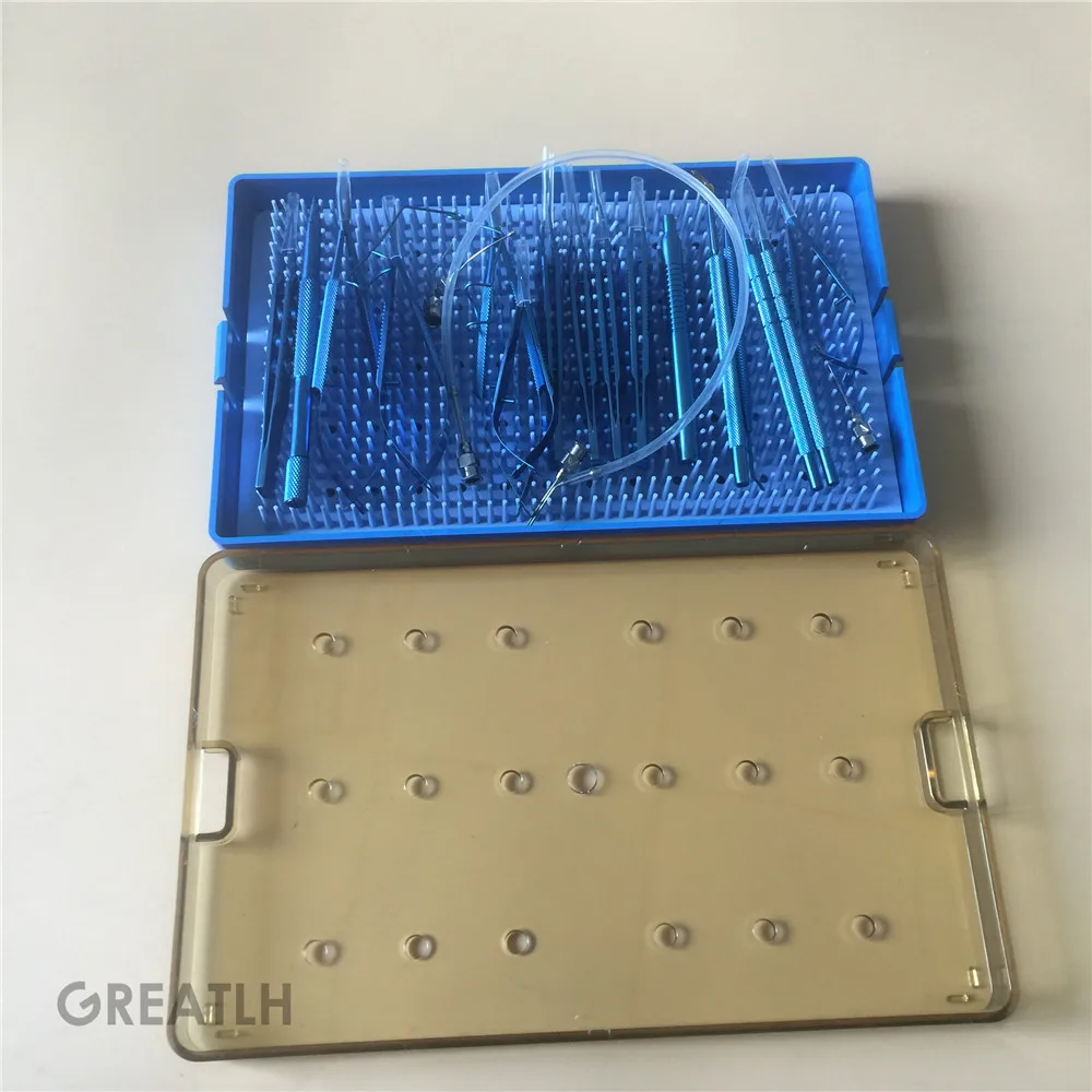 

21PCS Titanium Cataract Set Eye with sterilization tray box case Single Layer 260mm*160mm*20mm Ophthalmic Surgical Instruments