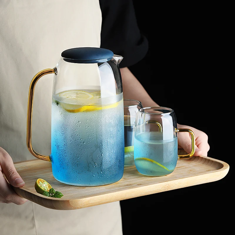 Стеклянная бутылка для холодной воды из боросиликатного стекла 1550 мл стеклянный кувшин чайник чайники для чая фруктовый сок лимон