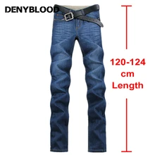 120 см Экстра длинные джинсы для мужчин размера плюс 28-40 42 44 мужские s Хлопок Деним Новинка Осень Зима Прямые классические Stonewash джинсы 8033