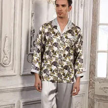 Новые стильные мужские шелковые пижамные костюмы шелк тутового шелка