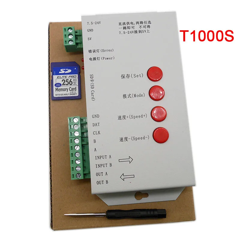 T1000S 2048 пиксели DMX 512 контроллер SD карты WS2801 WS2811 WS2812B LPD6803 Светодиодные ленты DC5V 12 V 24 V RGB полноцветный контроллер