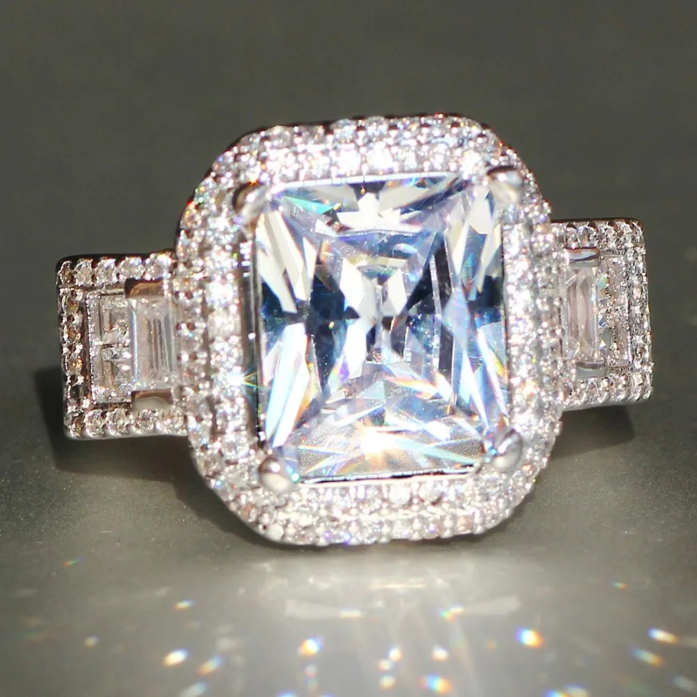 YaYI кольцо с голубым кристаллом 7,3 CT белый цирконий серебристый цвет обручальные кольца Свадебные Кольца Сердце Девушки вечерние кольца Подарки 889