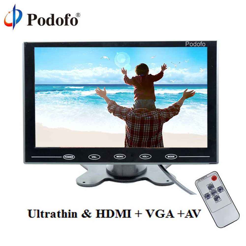 

Podofo 9" LCD Monitor TFT Mini Color Monitor 2 Video Input Car Monitor Display Screen For PC CCTV HDMI AV-In Security Monitor
