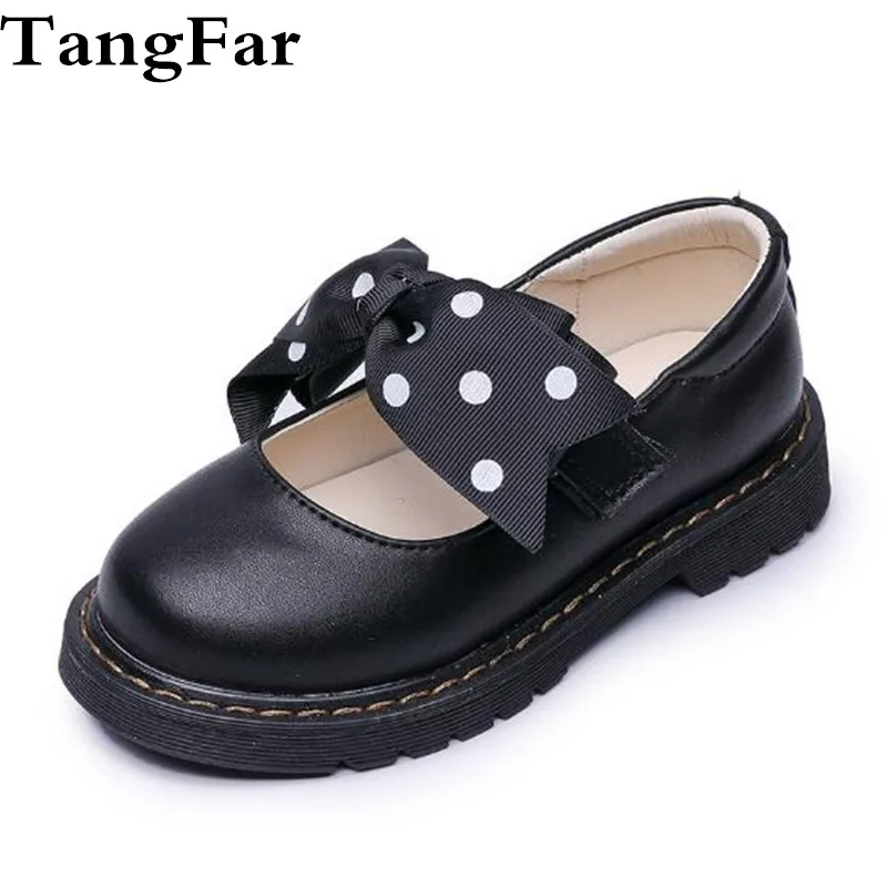 Kids Platform Shoes Leather Butterfly Knot White Mary Jane Shoes