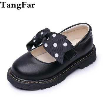 

Kids Platform Shoes Leather Butterfly Knot White Mary Jane Shoes Princess Hot Children Wedding Dance Loafers