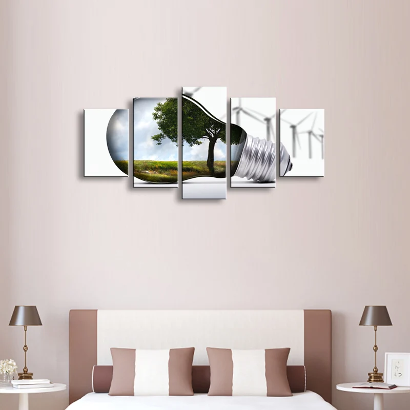 5 pieces high-definition print light bulb canvas oil painting poster and wall art living room picture SD-005 (4)