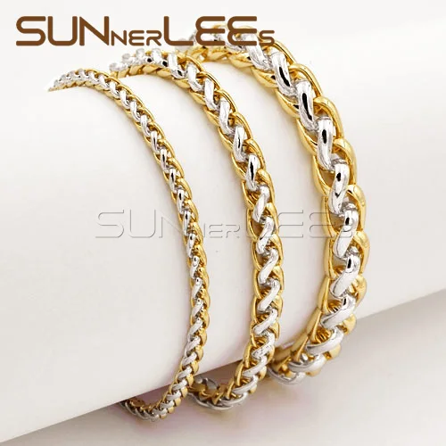 3 мм, 5 мм, 7 мм Модные украшения Для мужчин Wo Для мужчин s цепь с плетением "Колос" цвет: желтый, белый золотой Цвет браслет C02 YWB