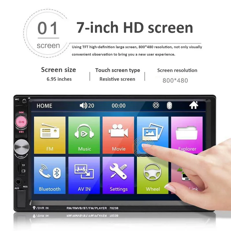 TOSPRA 7023B 2 Din Автомобильный мультимедийный плеер Bluetooth Авто Видео Стерео 7